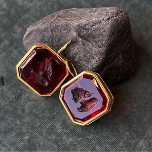 Intaglio Pressed Glass Earrings